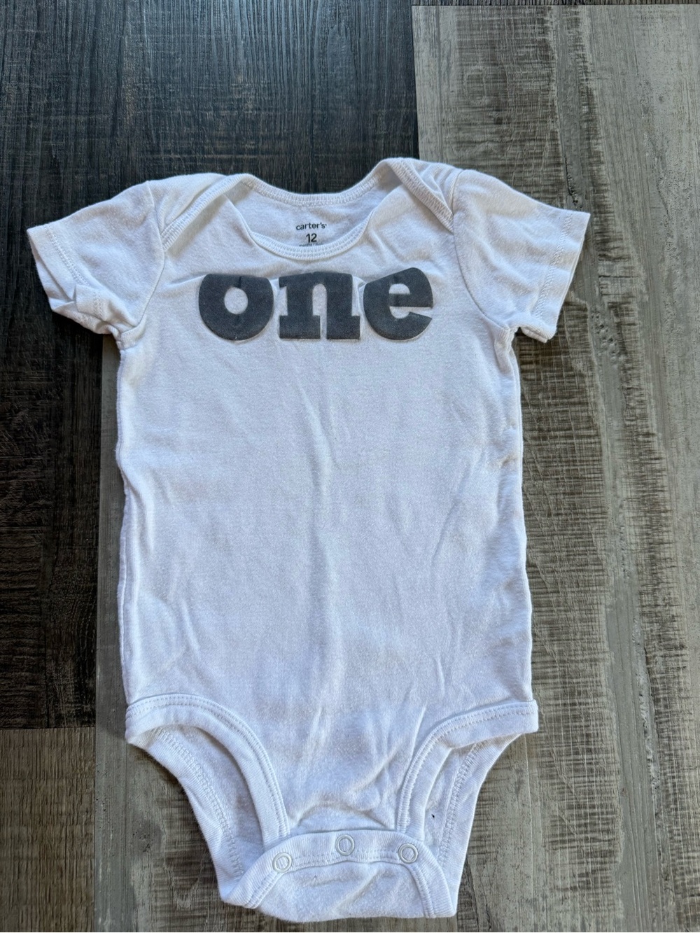 Carter's White Baby One-Piece Bodysuit with Gray "one" Graphic